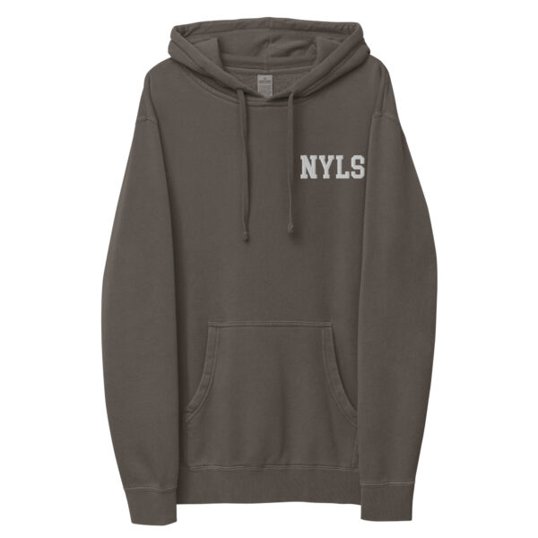 NYLS unisex-pigment-dyed-hoodie-pigment-black-front