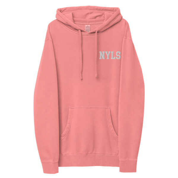 NYLS unisex-pigment-dyed-hoodie-pigment-pink front