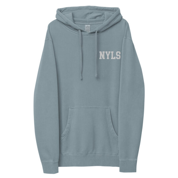 NYLS unisex-pigment-dyed-hoodie-pigment-slate-blue-front