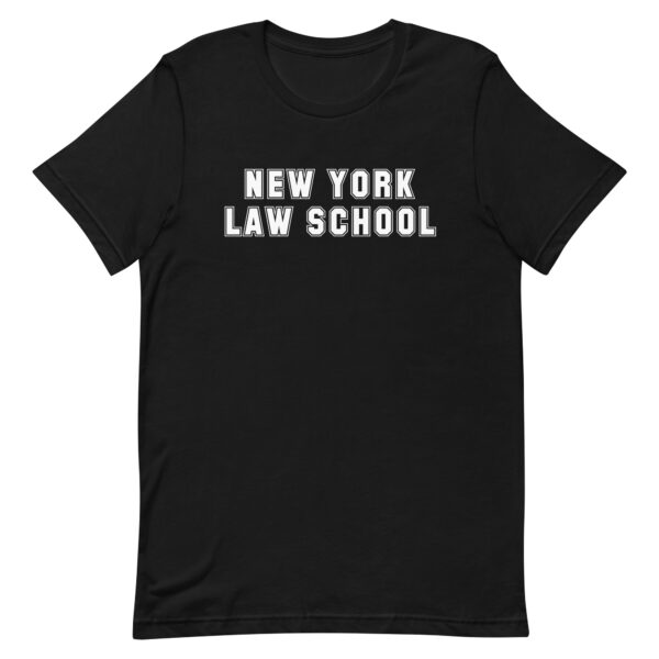 Black Short-Sleeve Unisex T-Shirt with white New York Law School