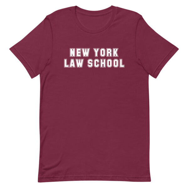 Red Maroon Short-Sleeve Unisex T-Shirt with white New York Law School