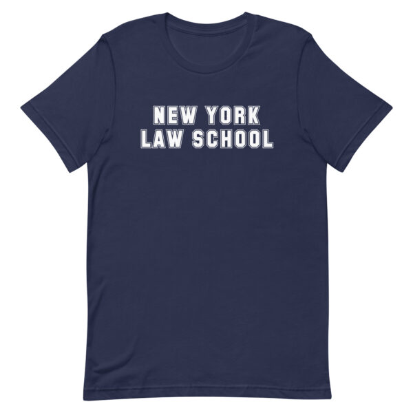 Navy Short-Sleeve Unisex T-Shirt with white New York Law School