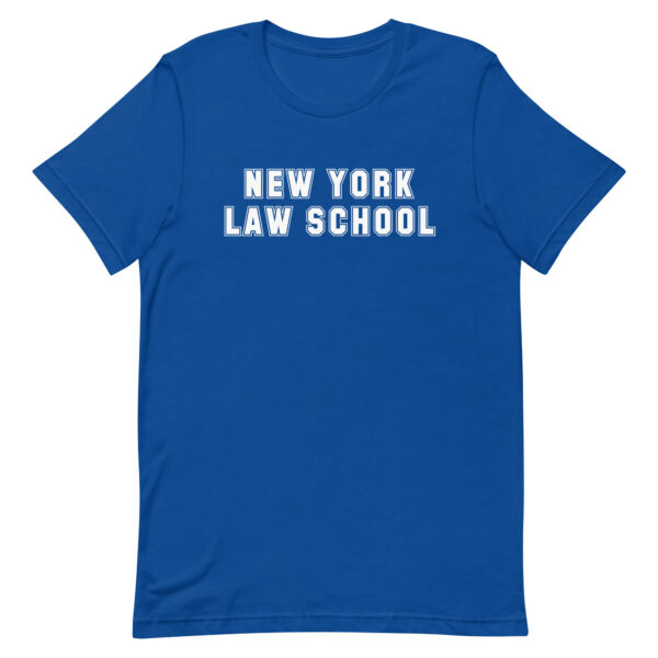 Royal Blue Short-Sleeve Unisex T-Shirt with white New York Law School