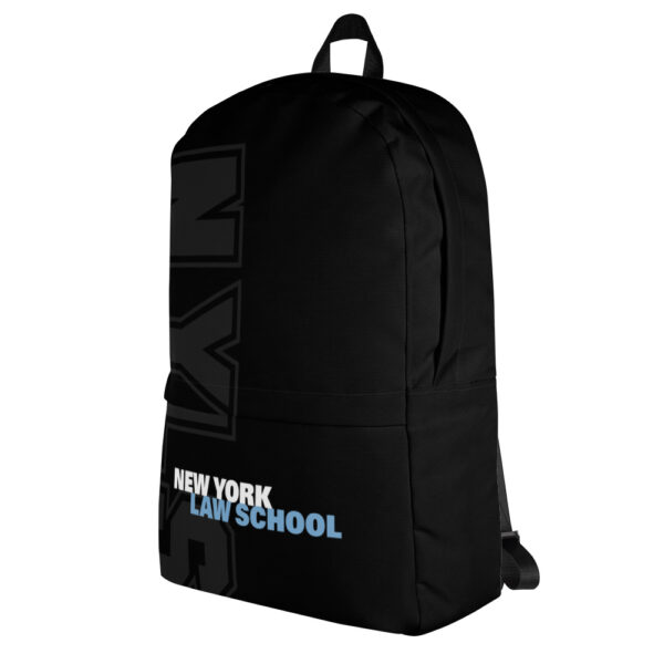 Black Backpack With NYLS Logo and NYLS Print right side view