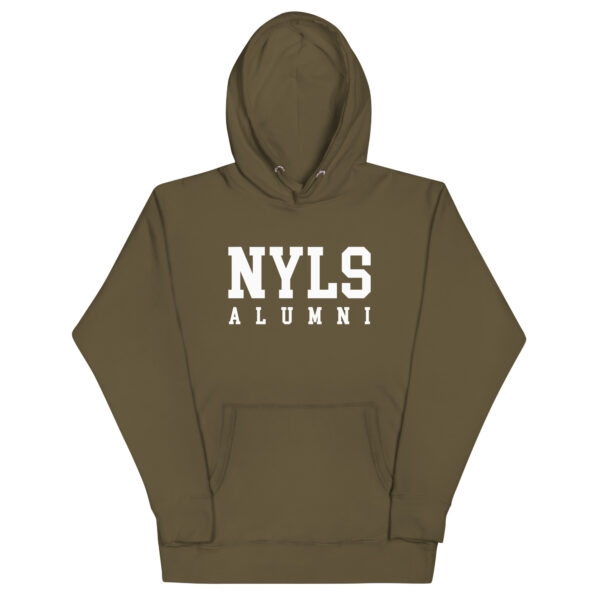 NYLS Alumni army green hoodie