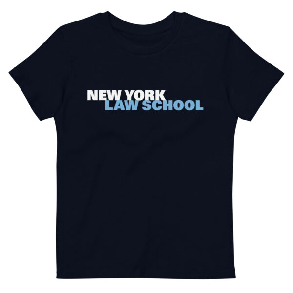 New York Law School logo on navy tshirt