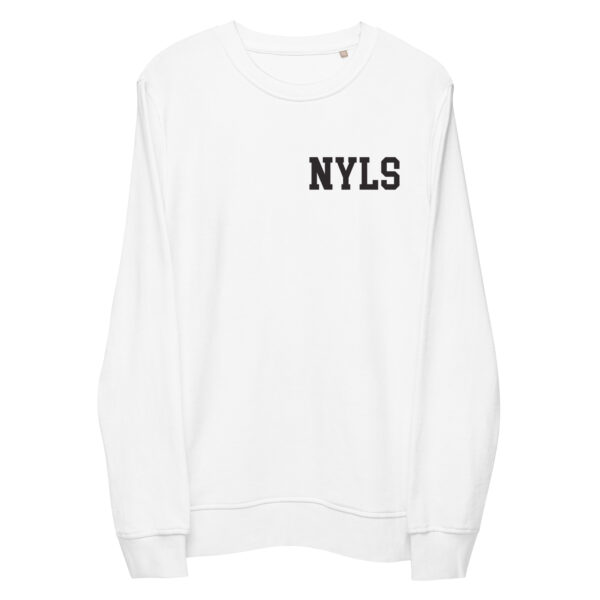 NYLS on white sweatshirt