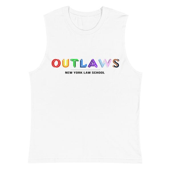 New York Law School Outlaws unisex-muscle-shirt-white-front
