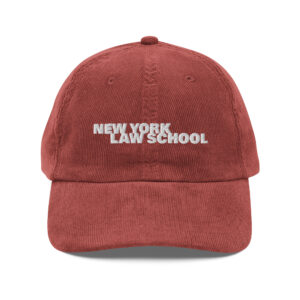 New York Law School vintage-corduroy-cap-burgundy-front