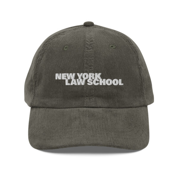 New York Law School vintage-corduroy-cap-olive-front