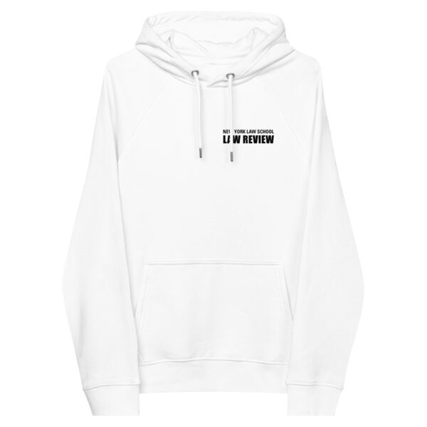 New York law School Law Review unisex-eco-raglan-hoodie-white-front