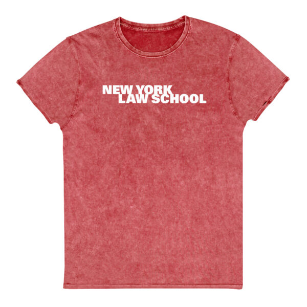 NYLS unisex-denim-t-shirt-garnet-red-front