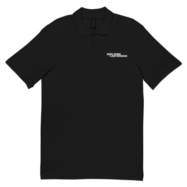 New York Law School unisex-pique-polo-shirt-black-front