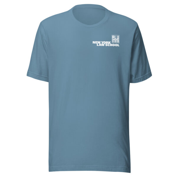 New York Law School unisex-staple-t-shirt-blue-front